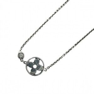 LOUIS VUITTON 18k Silver Diamond Monogram Necklace